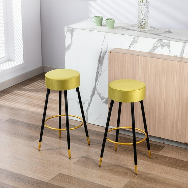 Gplesas Velvet Bar Stools Set of 2,Counter Height Chair,Kitchen Stools