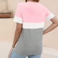 thumbnail image 4 of asdoklhq T Shirts for Women Trendy Women's Casual Fashion Striped Printed T-shirt Round Neck Short Sleeve Pink 3X, 4 of 7