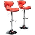 thumbnail image 1 of Roundhill Furniture Masaccio Tabouret de Bar Pivotant Réglable en Similicuir Rembourré avec Base en Chrome, Ensemble de 2, Rouge, 1 of 5