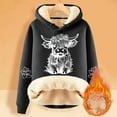thumbnail image 2 of Puliio Womens Plus Size Hoodies Cute Cow Print Casual Fashion Plus Thick Long Sleeved Hoodie Soft Added Fleece Warm Comfortable Drawstring Hoody Pullover With Pocket, 2 of 4