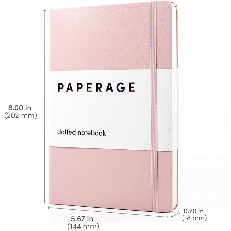 PAPERAGE Bullet Journal Kit, Dotted Journaling Set & Stationary Kit,  Hardcover Dotted Journal Notebook (Blush), 15 Fineliner Pens, 8 Sticker & 3