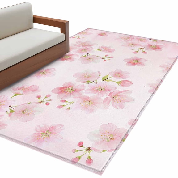 Kitchen Mats for Floor 3x5 Ft, Pink Floral Non Slip Area Rugs for Kitchen Bedroom Entryway, Modern Farmhouse Aesthetic Shabby Chic Flower Washable Carpet Runner Rug Floor Mats for Bedroom Home Decor