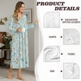 thumbnail image 5 of DISNIMO Floral Printed Women's Nightshirt Long Sleeve Nightgown V Neck Sleepwear Button Front House Dress Long Sleep Shirt, 2XL, 5 of 8