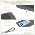 thumbnail image 3 of 4.7 x 3.2 x 0.2" Slim PU Leather Card Holder Wallet,  1 Set Small Front Pocket Credit Card Case Zipper Coin Wallets with ID Window & Braided Keychain for Women Men, Gray, 3 of 6
