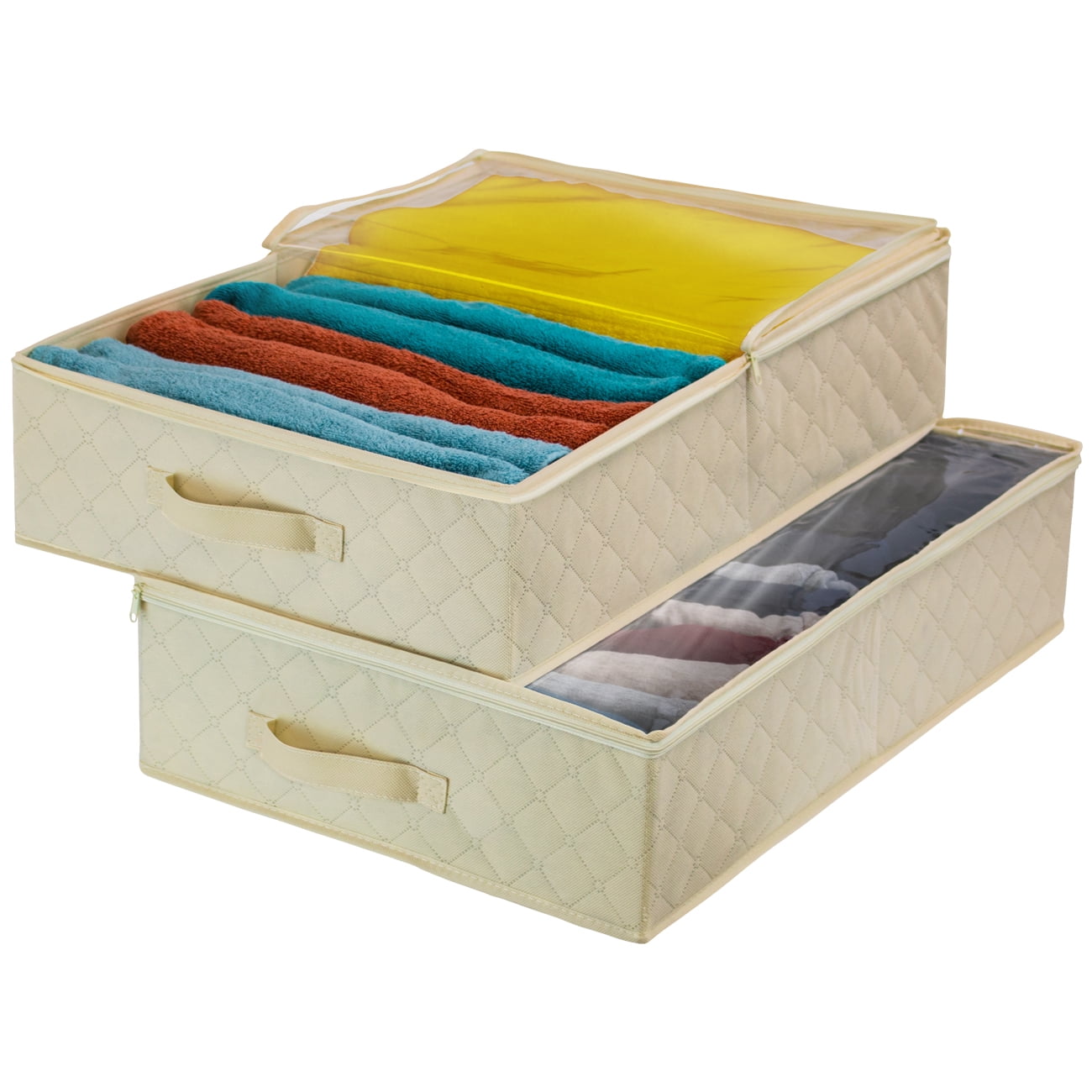 Sorbus Foldable Storage Bag Organizers (2 Pack One Compartment, Beige