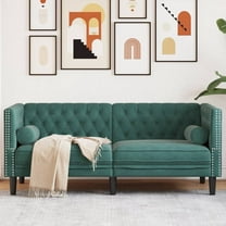 vidaXL Chesterfield Sofa with Bolsters 2-Seater Dark Green Velvet