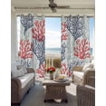 thumbnail image 4 of Red Navy Blue Coral Coastal Blackout Curtains 45 Inches Long for Bedroom, Summer Beach Seaside Nautical Thermal Insulated Room Darkening Black Out Window Curtain Panels Grommet Drapes for Living Room, 4 of 8