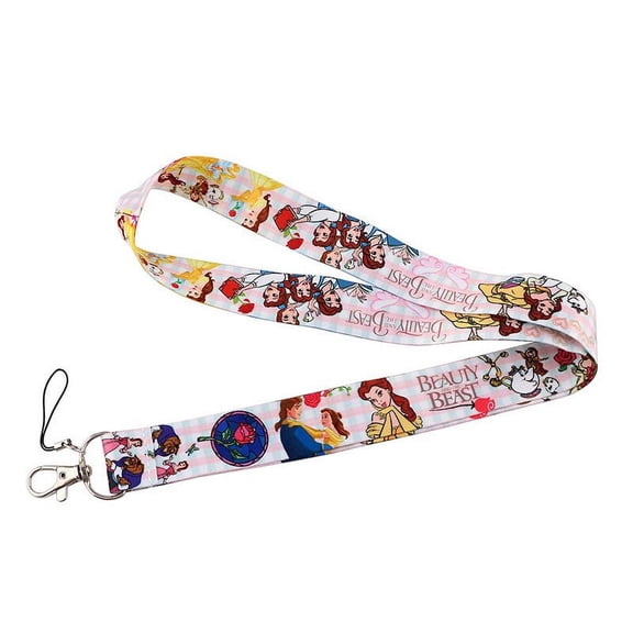 Anime Source Beauty and the Beast Cartoon Movie Characters Lanyard Keychain ID Badge Holder