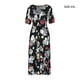 thumbnail image 5 of Sonducket Vestido largo de verano Traje de playa Algodón Cuello en V Mano de obra fina Patrón de flores de manga corta Exquisito elegante Vestidos Negro/XXL, 5 of 6