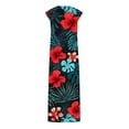 thumbnail image 7 of Qzwdhjm Womens Floral Dresses Cap Sleeve Tunic Dress Round Neck Maxi Dresses Slit Side Loose Fit Sundress for Beach Party with Pocket, 7 of 7
