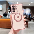 thumbnail image 5 of Magnetic Phone Case for Samsung Galaxy S21 Ultra [ Compatible with MagSafe ] Cute Heart Case for Women Luxury Plating Camera Lens Cover Protect Soft Bumper for S21 Ultra 6.8" (Pink), 5 of 10