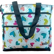 Yak Pak Colorful Multi Hearts Book Bag, Shoulder Tote School Bookbag