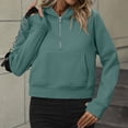 thumbnail image 4 of Baqcunre Hoodies For Women Womens Half Zip Sweatshirts Cropped Hoodies Fleece Quarter Zip Up Pullover Sweaters Fall Outfits Winter Clothes Sweatshirt For Women Fall Outfits For Women 2023 Mint Green M, 4 of 7