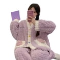 thumbnail image 5 of 2024 New Winter Women Pajamas Coral Plush Thickened Velvet Flannel Home Set Women Pajamas Loose and Warm Pajamas Set Pajamas (13,XXL70-80kg), 5 of 6