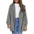 thumbnail image 1 of Abrigo de mujer Irfora Cárdigan de lana para mujer con capucha, frente abierto, manga larga, mullido, abrigo para descansar en invierno Irfora Abrigo de mujer, 1 of 5