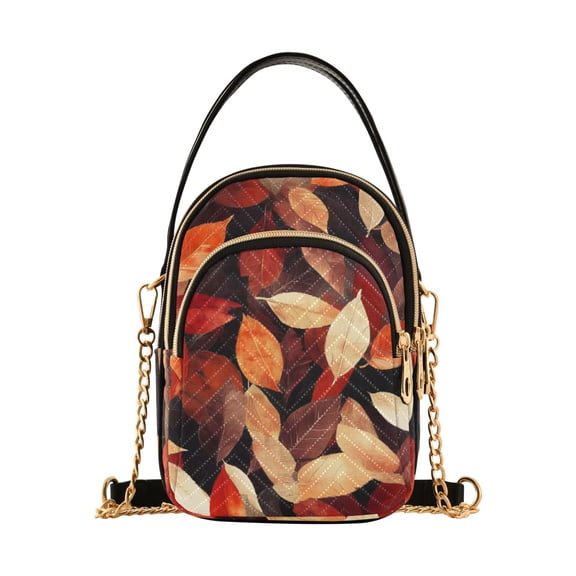 joogoo Women Fall Autumn Leaves Chain Crossbody Bags Shoulder Handbag Phone Purse