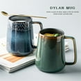 thumbnail image 3 of Extra Large Ceramic Coffee Mug with A Big Handle,Jumbo Tea and Coffee Cup for Office and Home,With Spoon and Wooden Lid,Dishwasher and Microwave Safe(Green), 3 of 9
