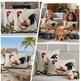 thumbnail image 5 of Vintage Rooster Outdoor Waterproof Pillow Covers, Watercolor Pastoral Animals White Decorative Square Throw Pillowcase Sofa Cushion Sham for Patio/Couch/Chair, 16"x16" 2 Pack, 5 of 8