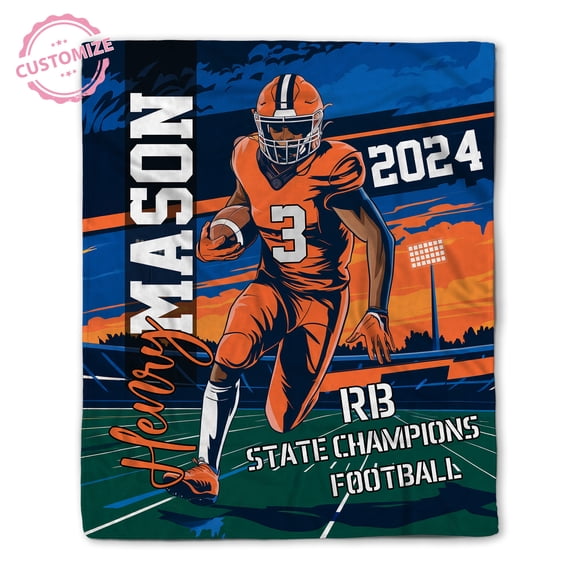 Lazaofficial Personalized Blankets With Name, Football Blanket, Football Blankets For Boys, Sports Fan Throw Blankets, Football Lovers Gift Ideas, Sports Team Gifts, Gifts For Football Players