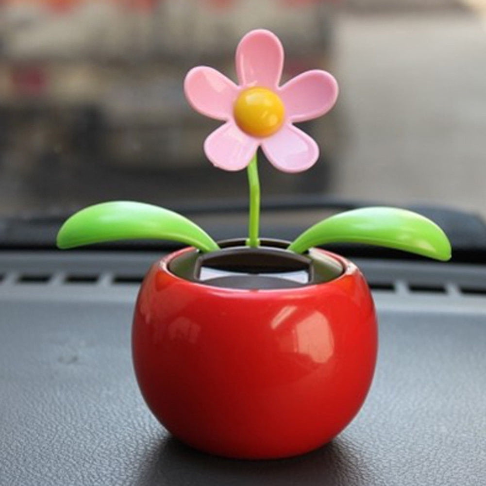 Cute Solar Powered Dancing Swinging Animated Flower Toy Car Styling Decor 