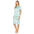 thumbnail image 2 of 5201C Womens Capri Set Short Sleeve Sleepwear Pajamas Woman Sleep Nightshirt Green XXL, 2 of 4