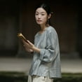 thumbnail image 6 of HEARTTOUCH Women's Linen Shirts Vintage Chinese Blouse Loose Cotton Tunic Tops Hanfu T-Shirt Long Sleeve Retro Pullover, 6 of 6