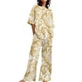 thumbnail image 1 of Summer Outfits For Women 2 Cotton Linen Set Oversized T Shirts Straight Leg Pant Plus Size Tracksuit, 1 of 5