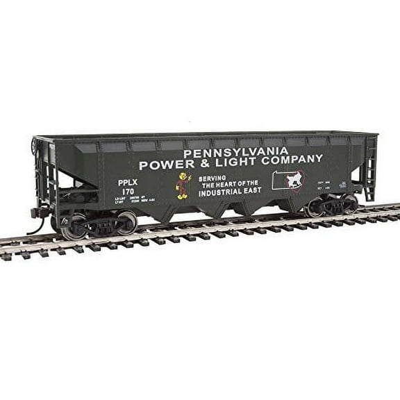 Walthers Trainline HO Scale Model Offset Quad Hopper - Ready to Run - Pennsylvania Power & Light Pplx #170