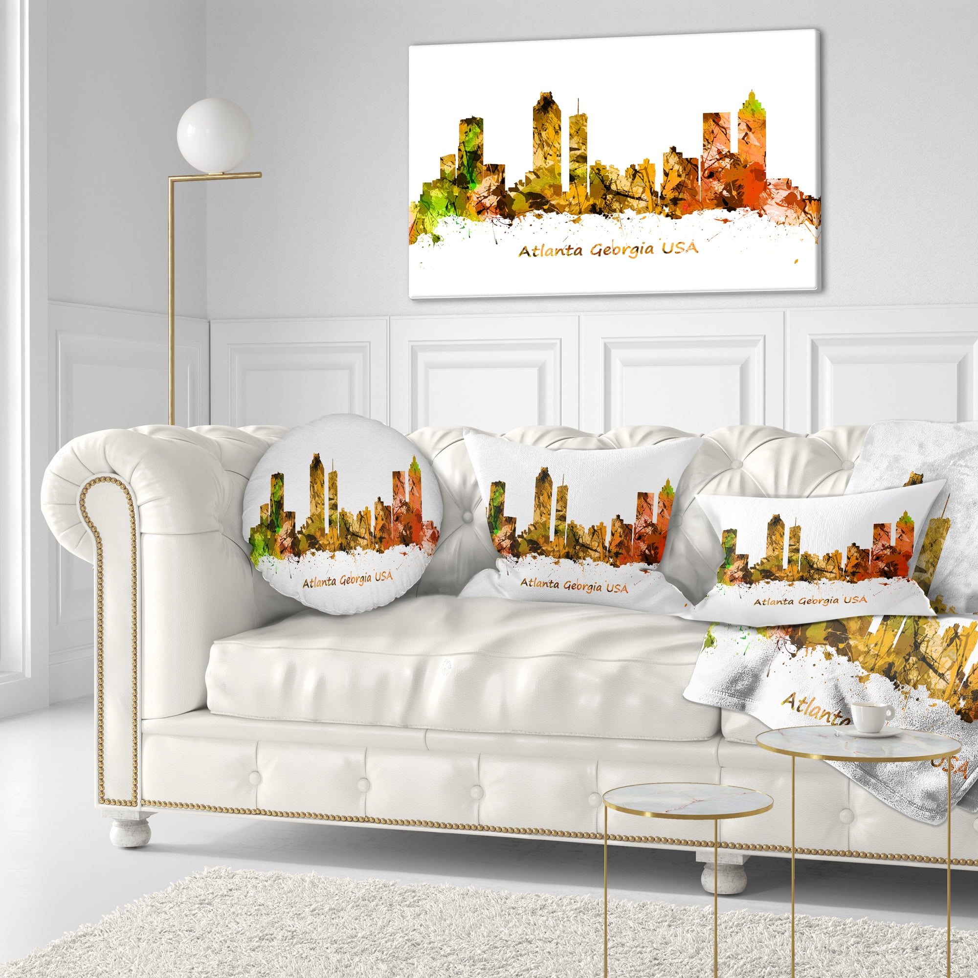 Designart Atlanta Georgia Skyline - Cityscape Throw Pillow - 12x20