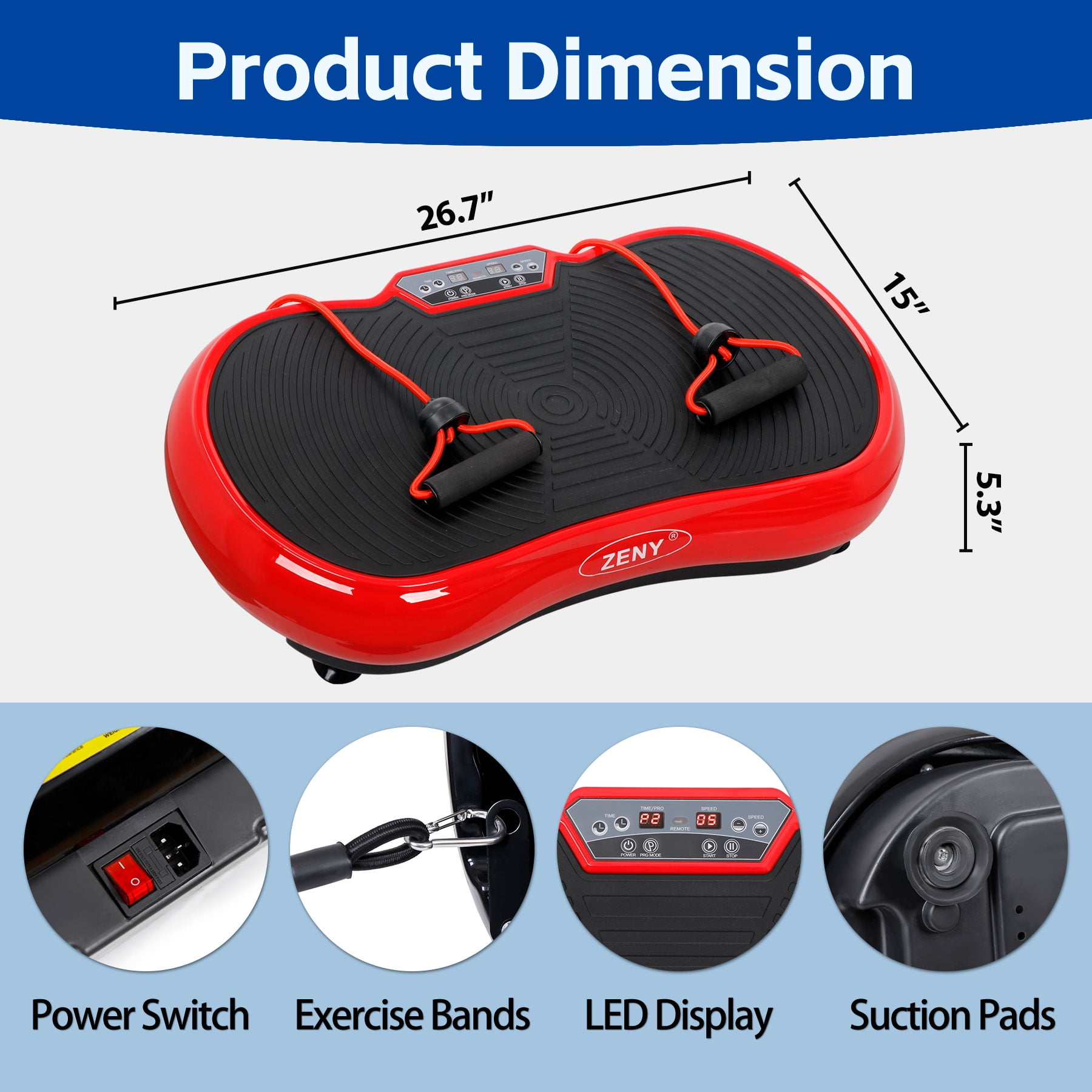 HomGarden Vibration Plate Exercise Machine, Full Body Workout Home Platform W/Bluetooth Red
