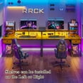 thumbnail image 3 of Romorgniz 44"W Computer Desk with Hutch, Gaming Desk with LED Lights & Power Outlets, Small Desk with Drawer and Monitor Stand, Writing Desk for Home Office, Rustic Brown, 3 of 10