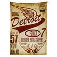 thumbnail image 2 of Detroit Outdoor Tablecloth, Vintage Elements Michigan Company Free Wings Transport Auto Show Themed, Decorative Washable Fabric Picnic Tablecloth, 58 X 120 Inches, Pale Yellow Burgundy, by Ambesonne, 2 of 2