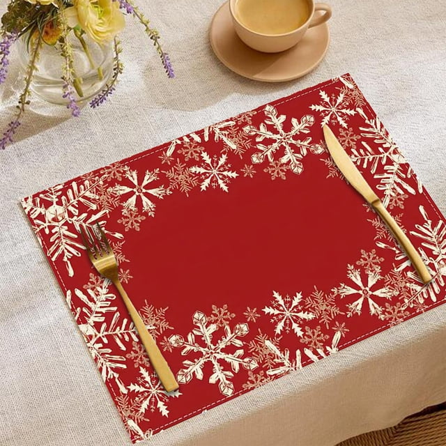 Fridja Christmas Decorations Clearance Christmas Decorative Placemats Heat-resistive Washable Table Placemats Linen Placemats Party Holiday Decorations Suitable for Kitchen Dining Holiday Parties