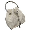thumbnail image 1 of Women Bucket Bags Chains Rhinestone Drawstring Ladies Handbags Purse (Pink), 1 of 10