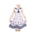 thumbnail image 1 of Robe Fille Bleu Marine Parapluie Marin Uniforme Scolaire Robe d'Été Sans Manches 12 Ans, 1 of 6