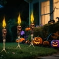 thumbnail image 5 of Halloween Skull Tiki Torches for Outdoor Garden Patio – Decorative Flame Torches for Yard, Lawn, Landscape Lighting – Spooky Halloween Party Decorations for Porch, Pathway, and Backyard, 5 of 6