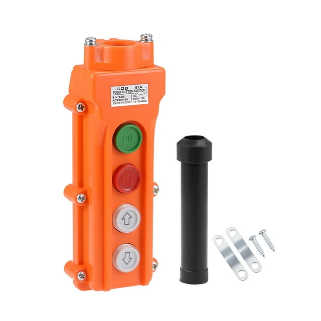 Estación de control de colgante para grúa, interruptor de botón de 2 vías + ON OFF 2 pcs