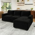 thumbnail image 3 of Marrber 87" Modular Sofa Bed, L-Shaped Corduroy Sleeper with Reversible Storage Ottoman, Classic Black, 3 of 9