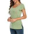 thumbnail image 3 of Womens V-Neck T Shirts Loose Fit Casual Short Sleeve Tops Side Slit Basic Tee, 3 of 6