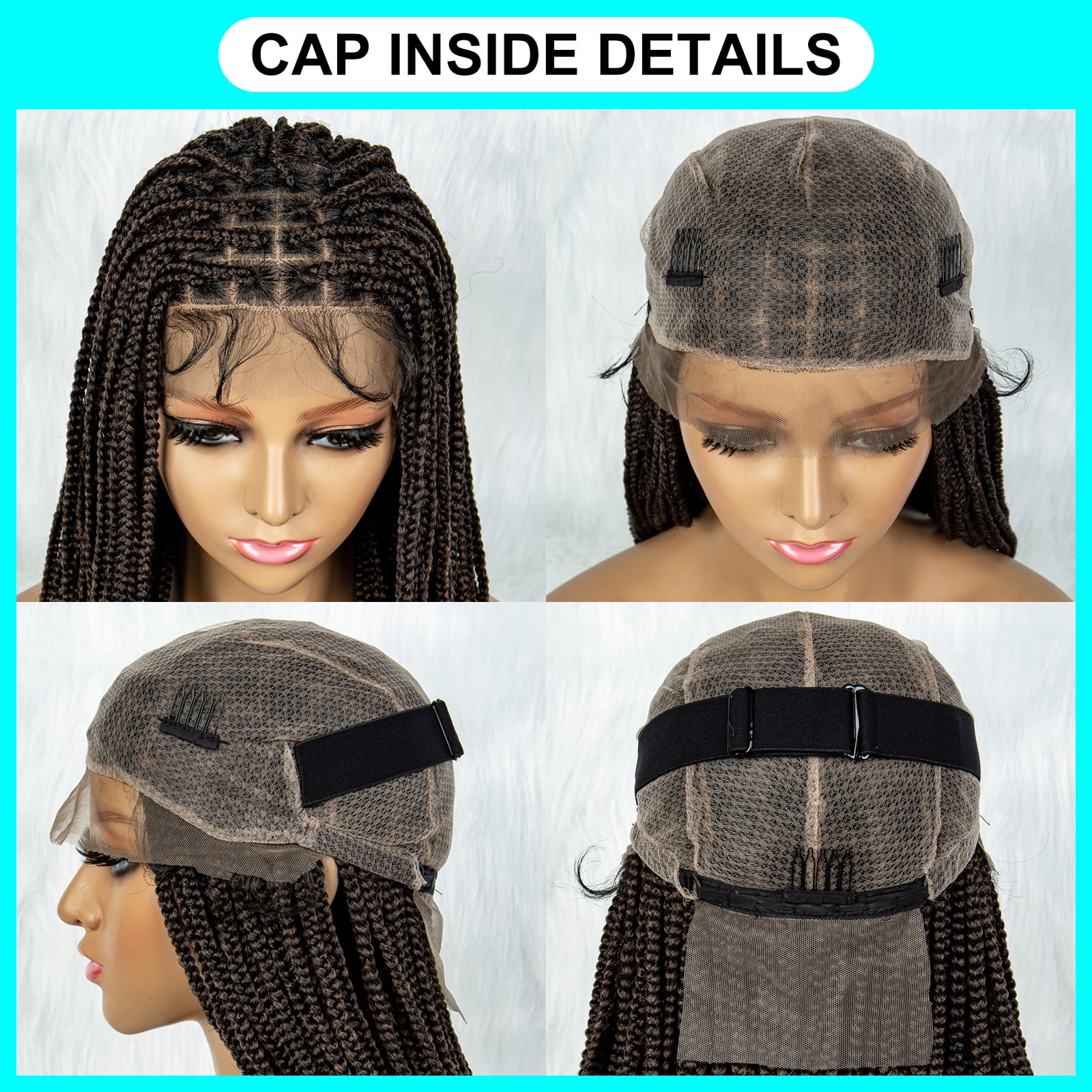 Braided Wigs for Black Women Synthetic Full Lace Front Wigs Square Knotless Box Braided Wigs Lightweight Cornrow Braid Braiding Hair Wigs (1B/30 Color)