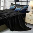 thumbnail image 5 of Black Gold Bedding Blue Marble Comforter Set 8 Pieces Bed in a Bag with 1 Black and Blue Comforter, 1Flat Sheet, 1 Fitted Sheet, 4 Pillowcases, 1 Marble Cushion Cover, 5 of 8