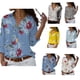 thumbnail image 4 of Qarigey Blusa de manga larga con solapa para mujer, blusa con patrón de solapa, estilo suelto, larga, para mujer Prendas para la parte del cuerpo flores blancas + rojas 2XL, 4 of 6