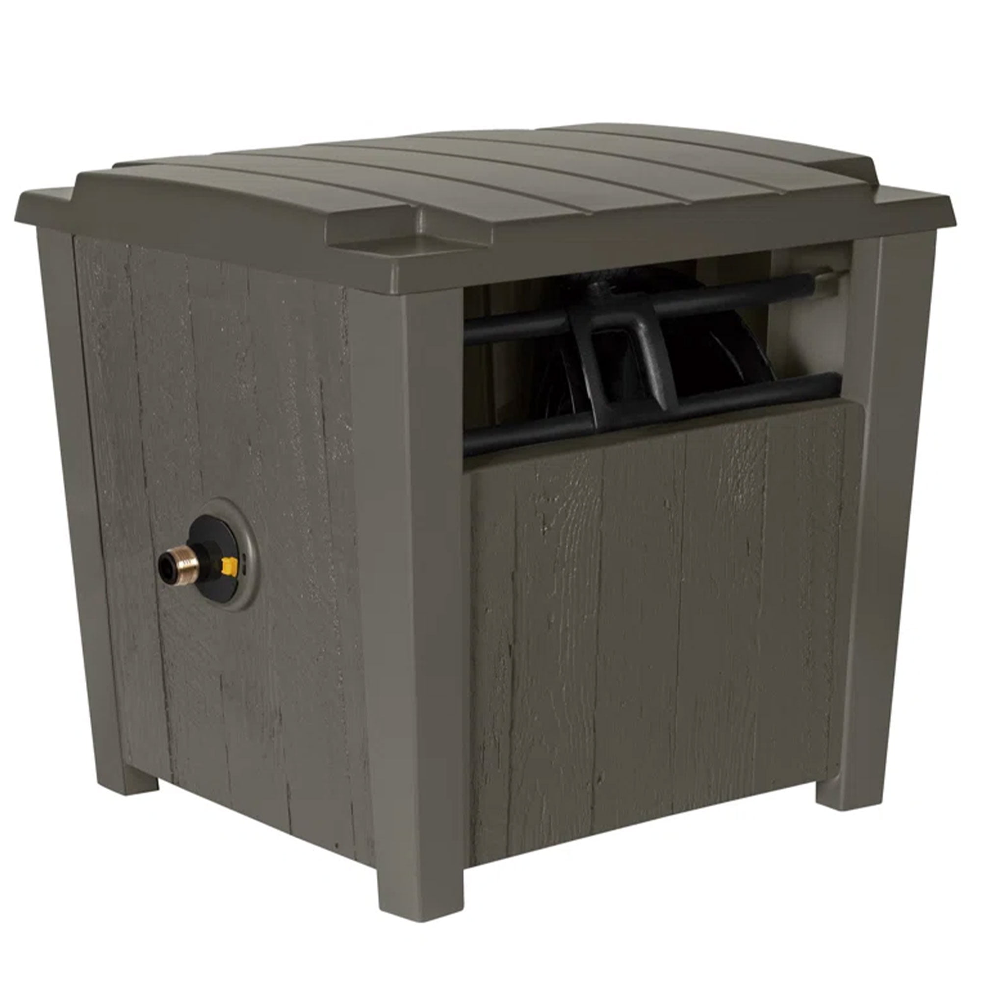 Suncast Farmington Hideaway Outdoor Garden Hose Storage Pot, Stoney