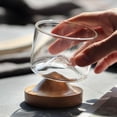 thumbnail image 4 of Vaso de vidrio creativo, botella de leche de 4 oz con base de madera, para cerveza, jugo y agua. B, 4 of 8