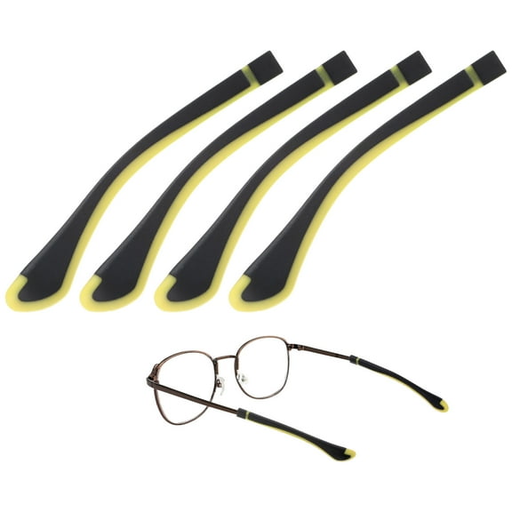 Uxcell Soft Glasses Ear Cushion [2 Pairs] - Silicone Eyeglasses Temple Tips Sleeve Anti-slip Grips - Black Yellow