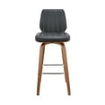 thumbnail image 3 of Armen Living Renee 26" Faux Leather/Wood Swivel Counter Stool in Gray/Walnut, 3 of 6