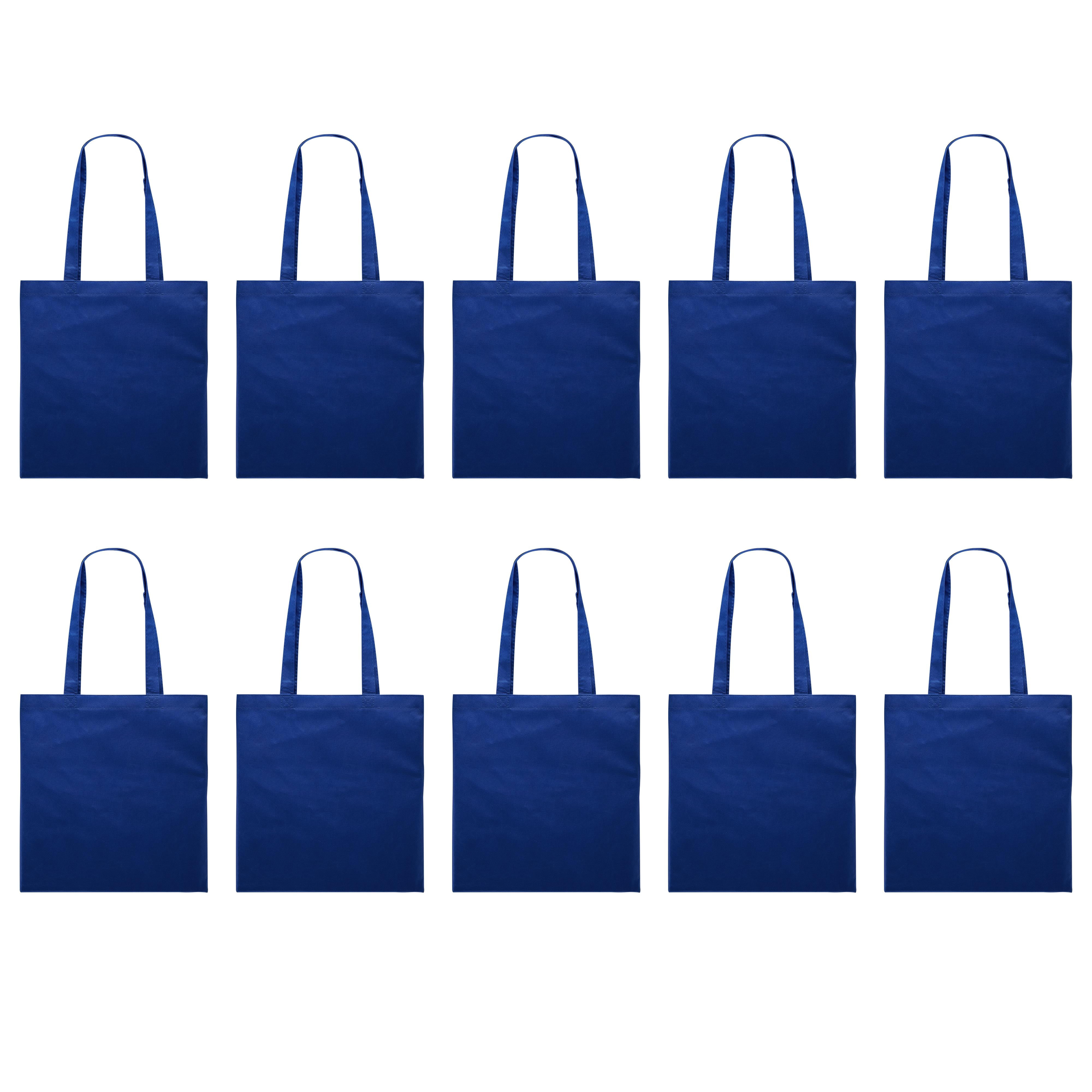 Reusable Cloth Fabric Grocery Tote Bags 10 Pack Gift Bags Blue