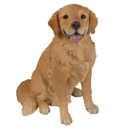 Glass Sculpture Artists (Realistic Life Size Golden Retriever Statue Detail Sculpture Glass Eyes Hand Painted Resin 22 inch Figurine Home Decor Amazing)
