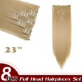 thumbnail image 2 of Full Head Clip Synthetic in Hair Extensions 8 Piece 18 Clips Hairpiece Long Curly Straight, 2 of 5