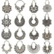 thumbnail image 1 of Juego de pendientes de bronce con diseño de hojas y flores con geometría vintage para mujer, estilo bohemio, tamaño grande, 6744, oro, 1 of 4